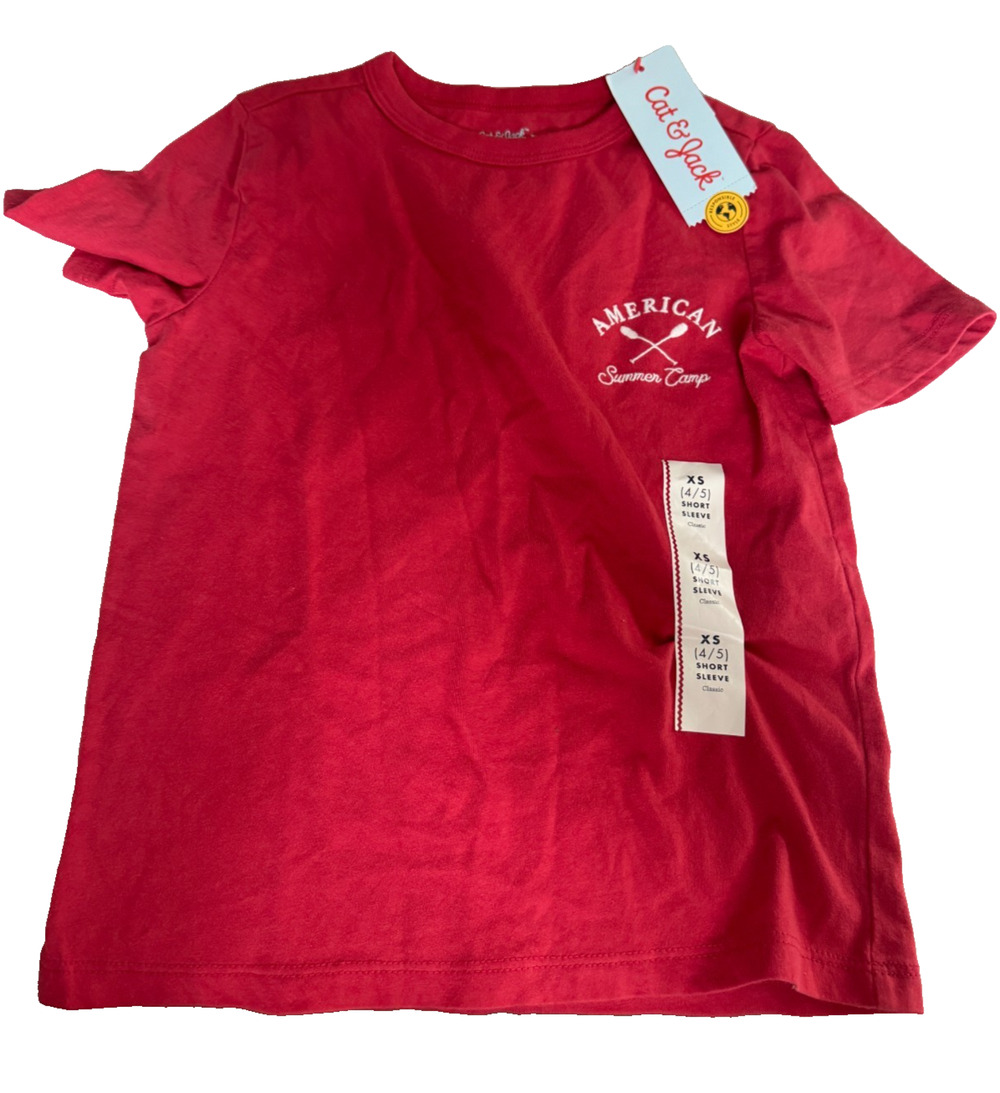 Cat & Jack Kids' Short Sleeve American Summer Camp Graphic T-Shirt Red XS 4/5